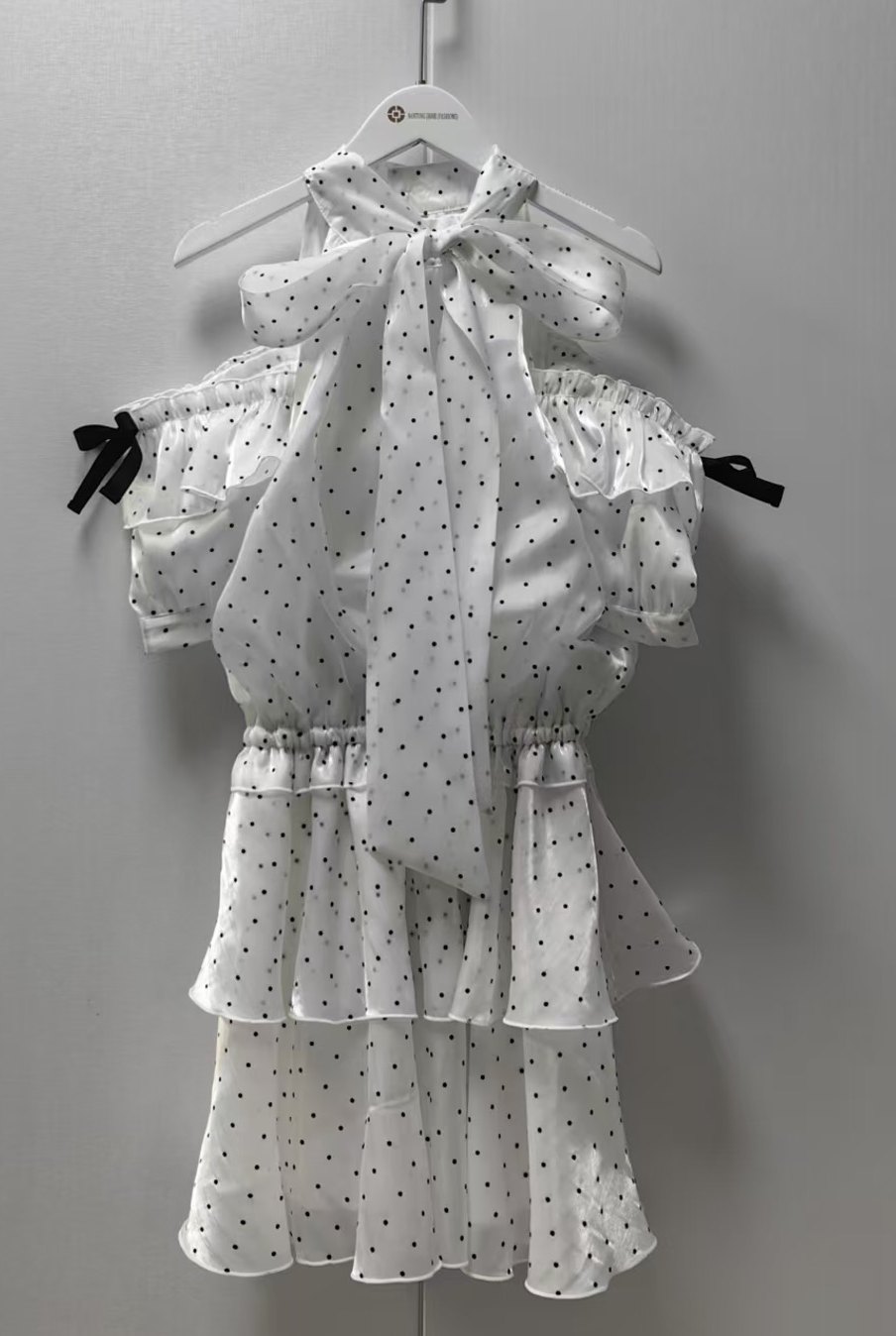 White Polka-Dot Tiered Dress — TOWA sample